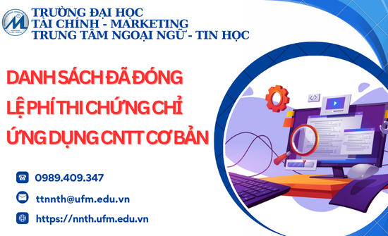 Danh sách thí sinh đã đóng lệ phí thi chứng chỉ Ứng dụng Công nghệ Thông tin Cơ bản (Năm 2026)